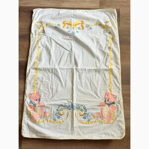 Vintage Baby duvet with bows and kitsch pink bears 45 x 33 inches